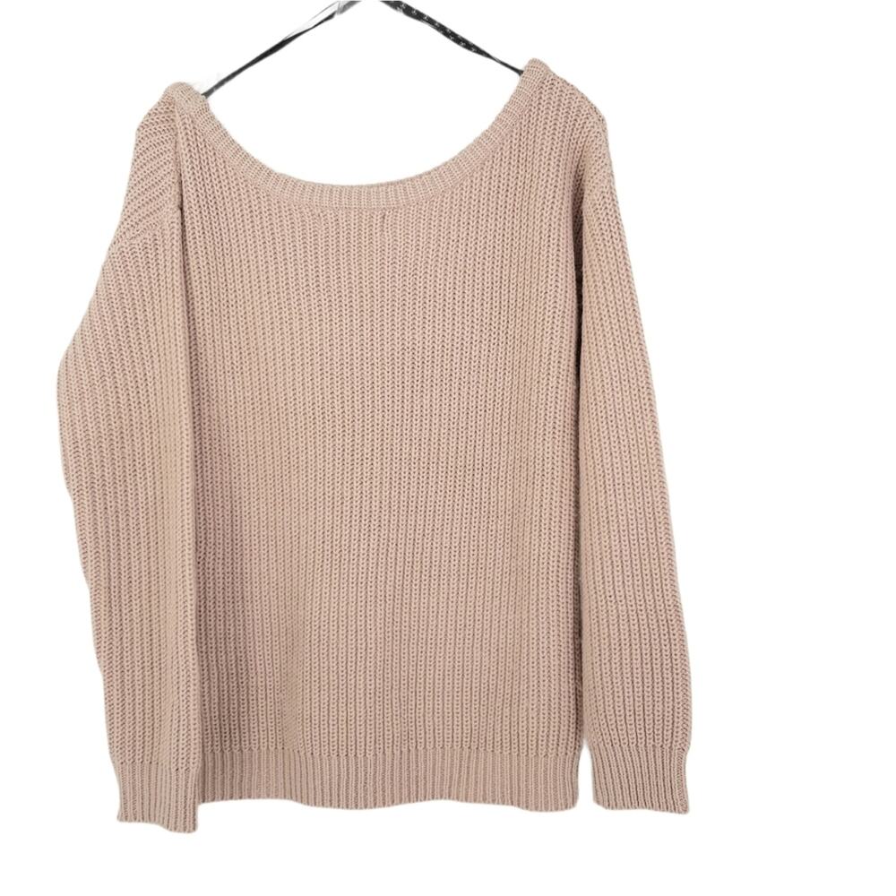 Missguided Chunky Ribbed Boatneck Mauve Knit Pullover Sweater S/M - Picture 2 of 6